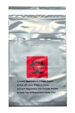 Biohazard Gray Specimen Bags, adhesive closure