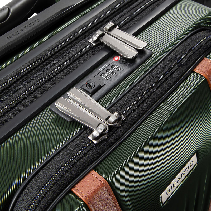 Ricardo Beverly Hills Montecito 2.0 Fast Access 21" Hardside Carry-On Suitcase, 8-Wheeled Spinner, Hunter Green (124"21-385-4FO)