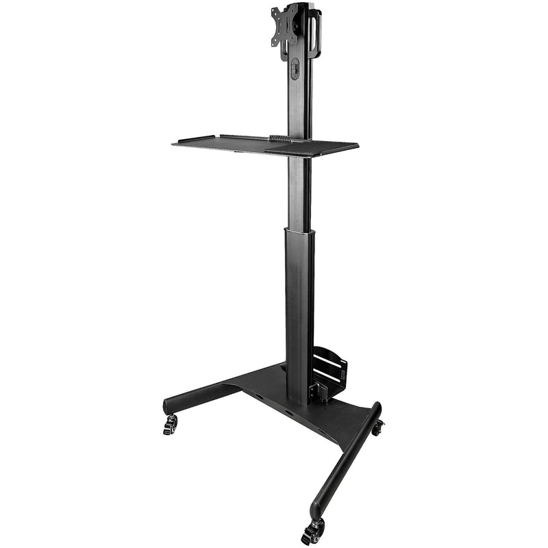 StarTech.com Adjustable Mobile Workstation Cart with Monitor Mount, 50.4" to 63", Black (WKSTNCART)