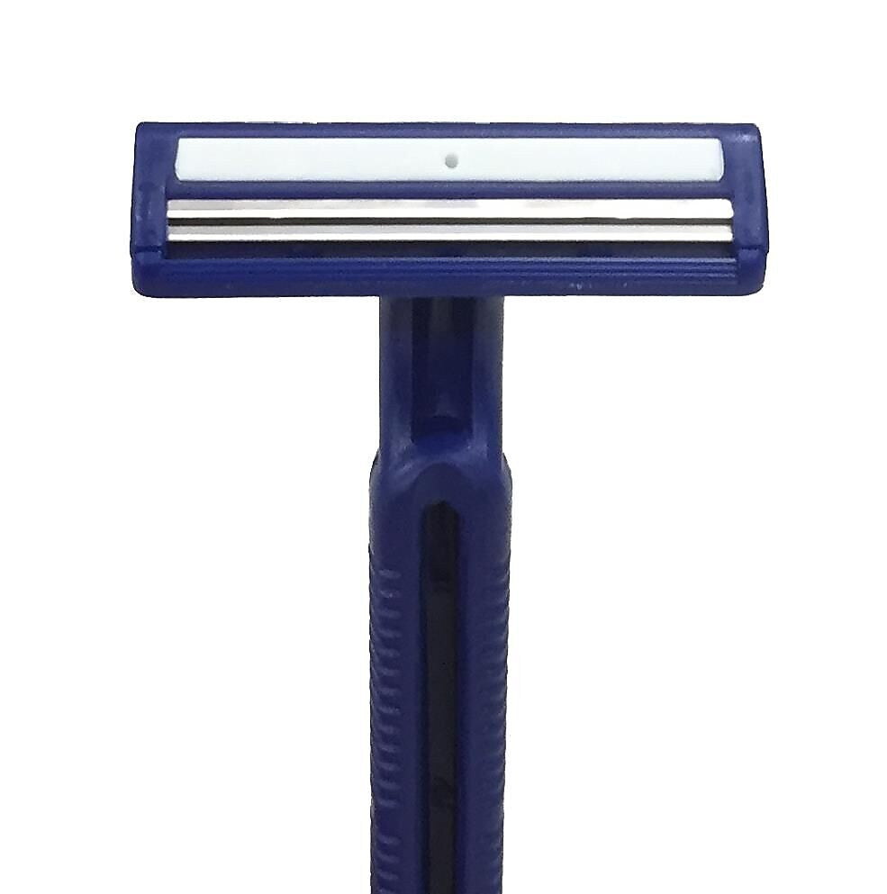 Medline Twin Blade Facial Razors with Lube Strip, Blue, 10/Pack (BRN1323H)