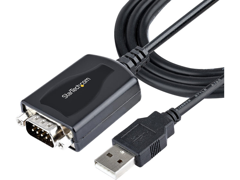 StarTech 3' USB-A to RS-232 Serial Adapter Cable, Male to Male, Black, Prolific Chip, COM Retention (1P3FPC-USB-SERIAL)