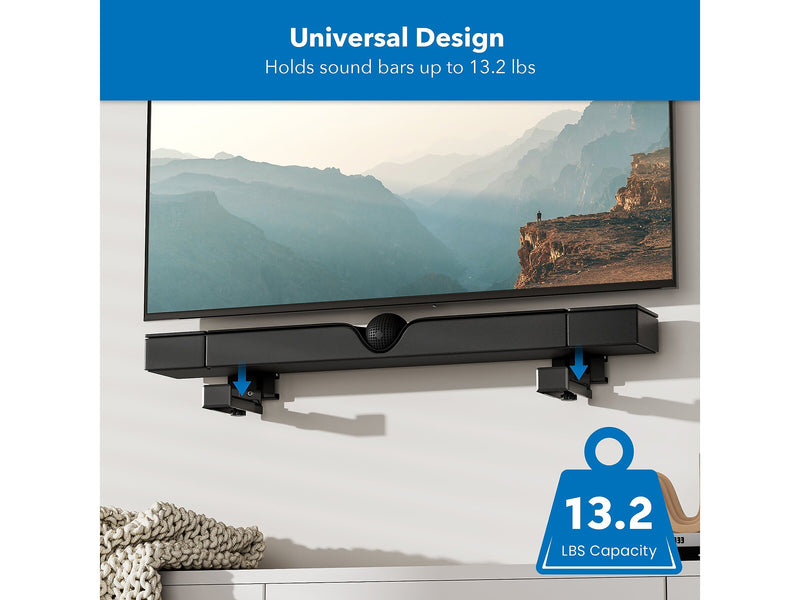 Mount-It! No-Stud Soundbar Wall Mount, Black (MI-SB60)
