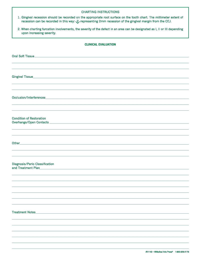 Medical Arts Press Dental Periodontal Chart (21143RL)