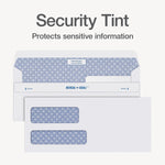 Quality Park Reveal-N-Seal Self Seal Security Tinted #10 Double Window Envelope, 4 1/8" x 9 1/2", White, 500/Box (1014438)