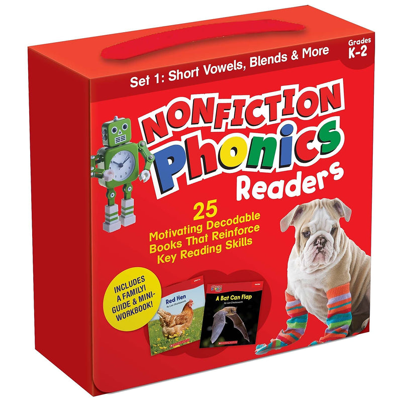 Scholastic Teaching Solutions Nonfiction Phonics Readers: Short Vowels, Blends & More, 25 Books/Set (SC-9781338894721)