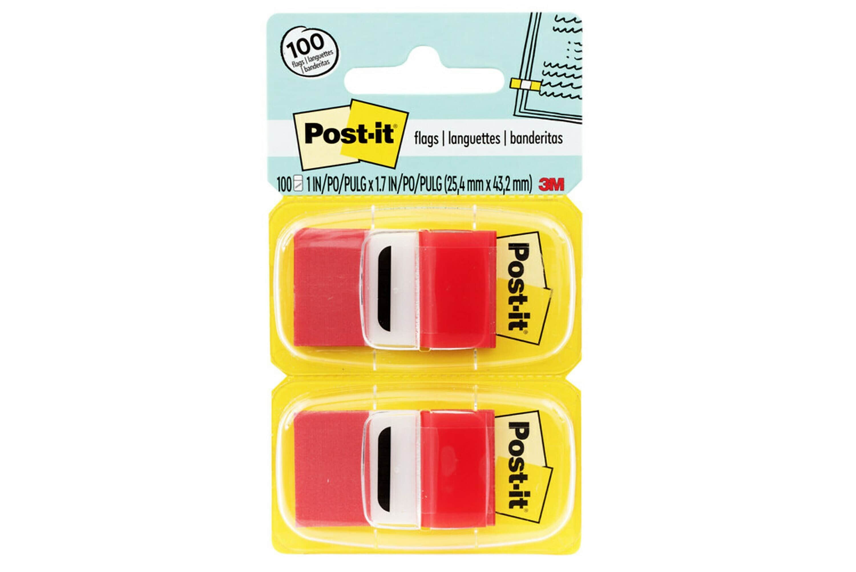 Post-it Flags Value Pack, 1", Red, 50 Flags/Dispenser, 12 Dispensers/Box (680-RD12)