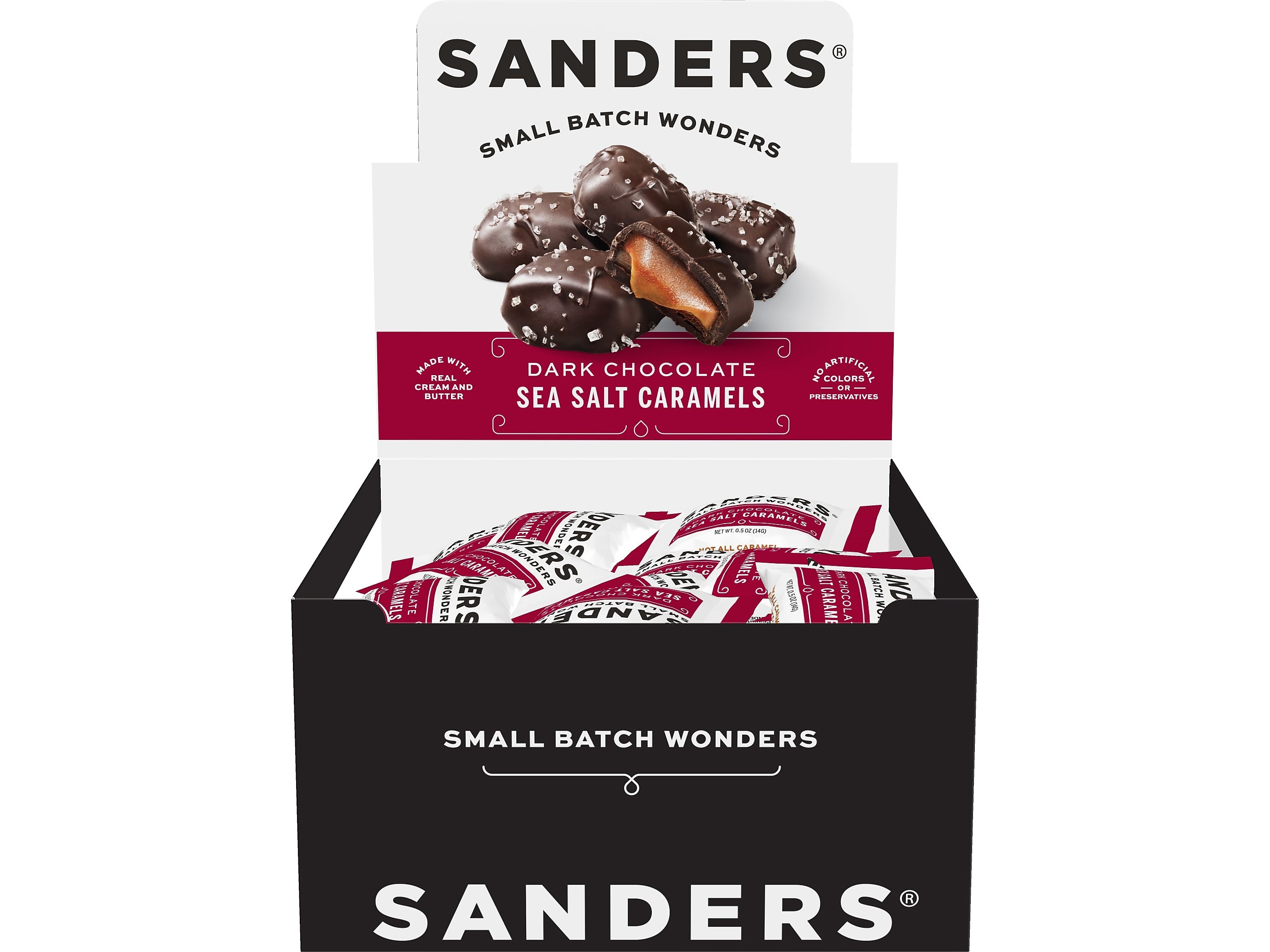 Sanders Small Batch Wonders Snack-Size Sea Salt Dark Chocolate Caramels, 24 oz., 48 Pieces/Box (27162)