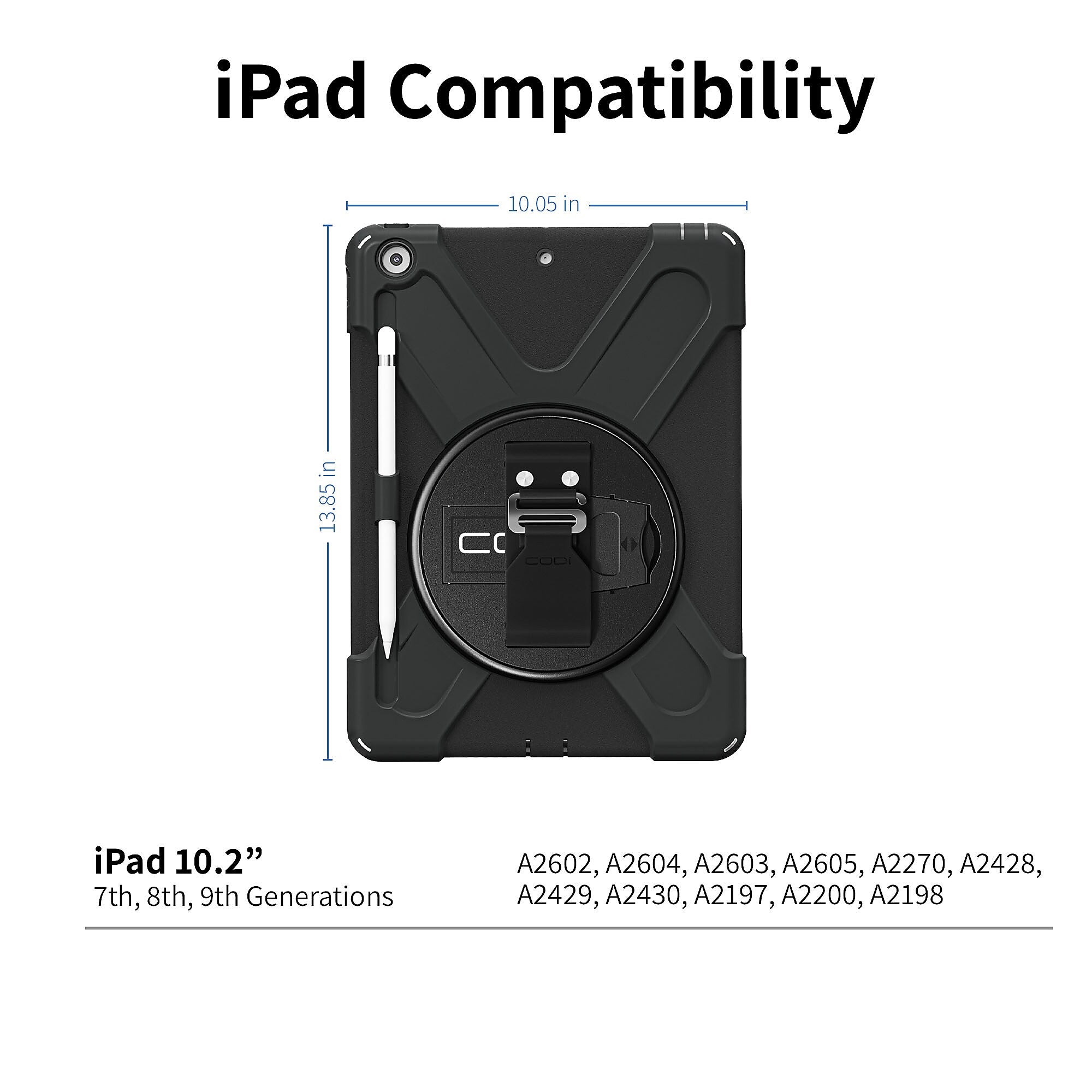 CODi Rugged 10.2" Case for iPad 9th, 8th, and 7th Generation, Black (C30705065IS)