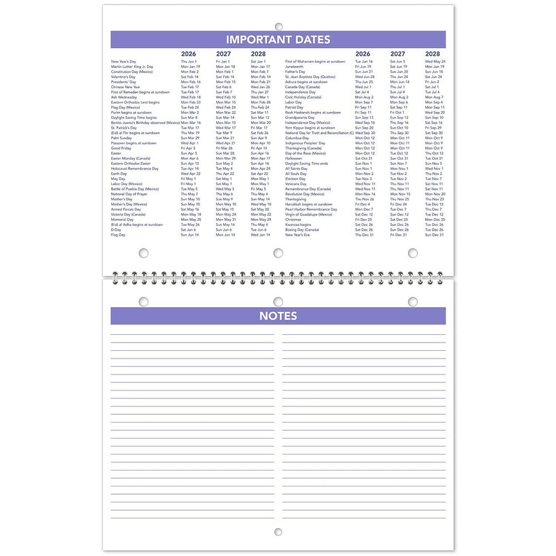 2026 AT-A-GLANCE 11" x 8.5" Monthly Wall Calendar, White/Purple (PM170-28-26)