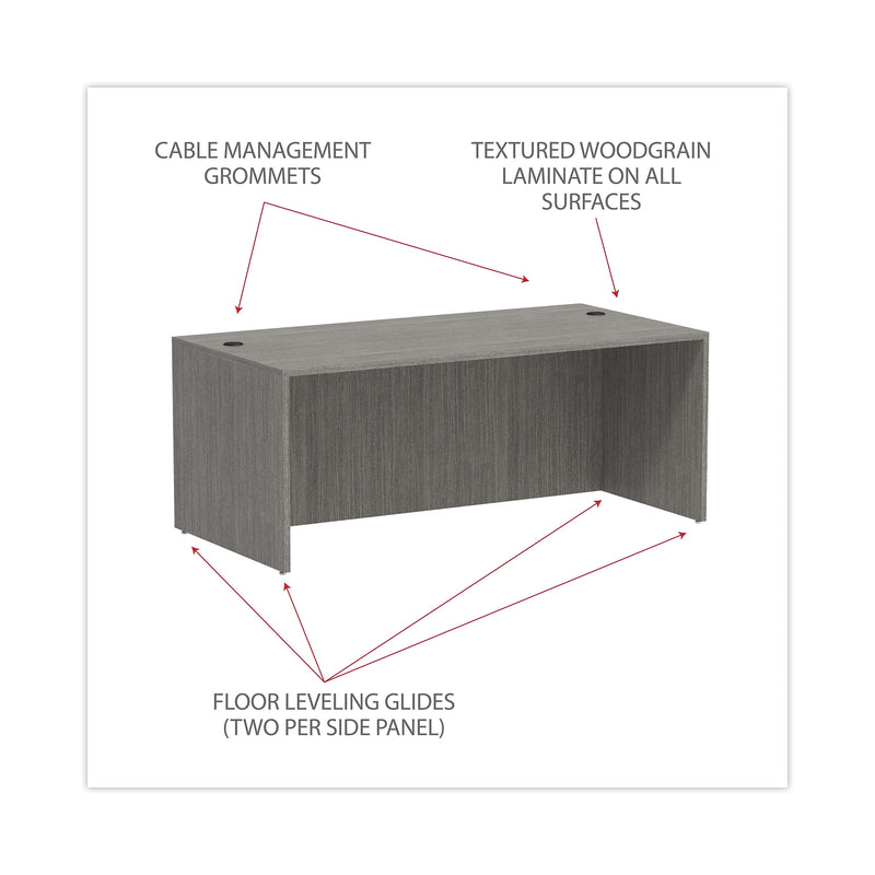 Alera Alera Verona Veneer Series Straight Front Desk Shell, 71" x 35.5" x 29.63", Gray