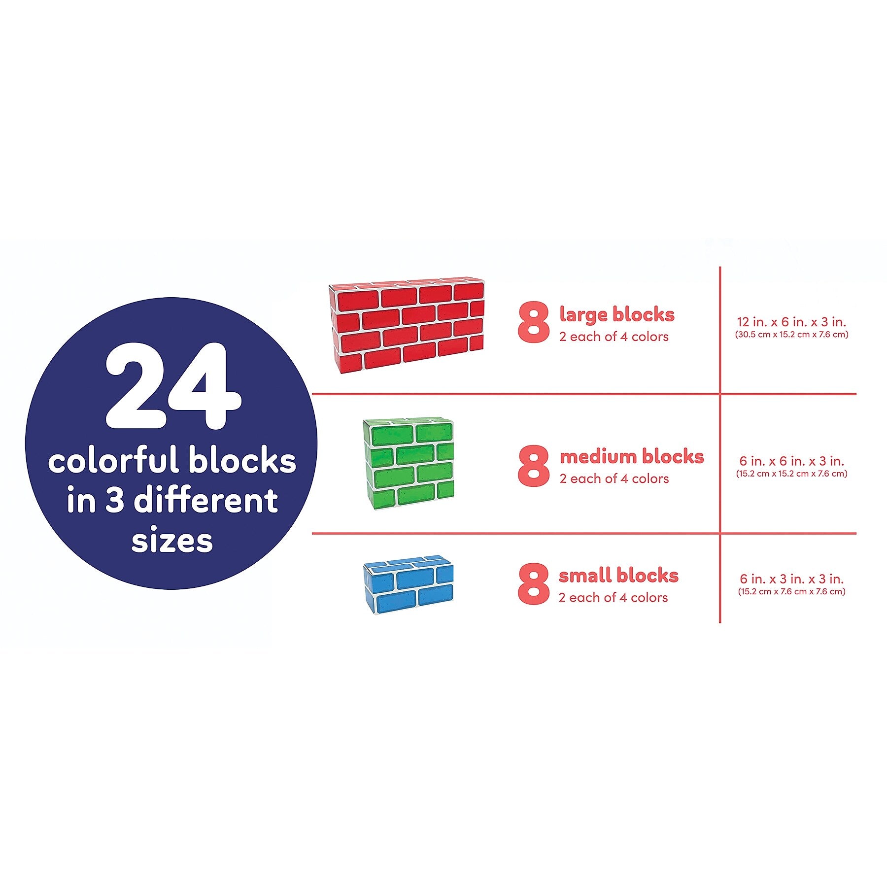 Teacher Created Resources Easy-Stack Cardboard Blocks, 24 Pieces (TCR11531)