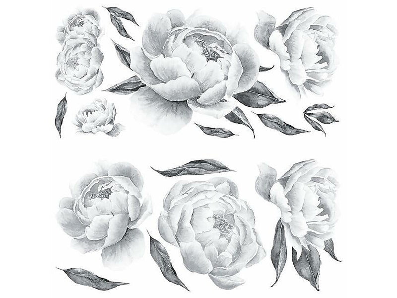 RoomMates Black Peonies Contemporary Wall Decal Set, Botanical (RMK4413GM)