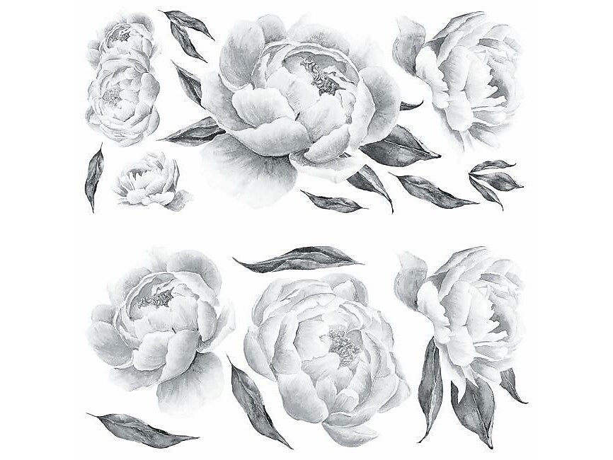 RoomMates Black Peonies Contemporary Wall Decal Set, Botanical (RMK4413GM)