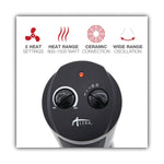 Alera 1500-Watt Ceramic Tower Heater, 7 3/8"w X 7 3/8"d X 17 3/8"h, Black (ALEHECT17)