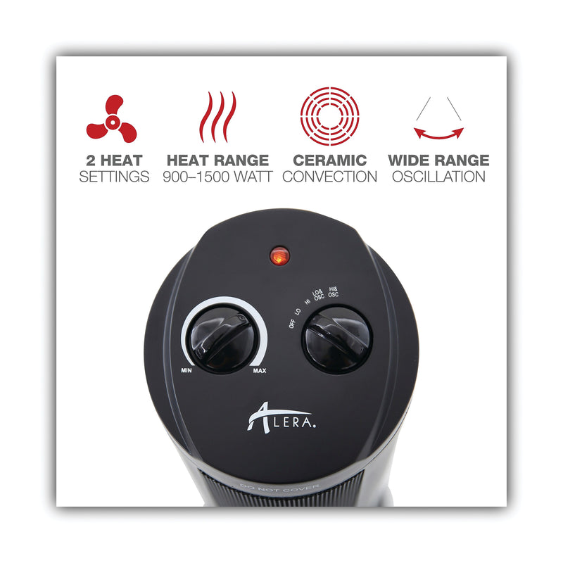Alera 1500-Watt Ceramic Tower Heater, 7 3/8"w X 7 3/8"d X 17 3/8"h, Black (ALEHECT17)