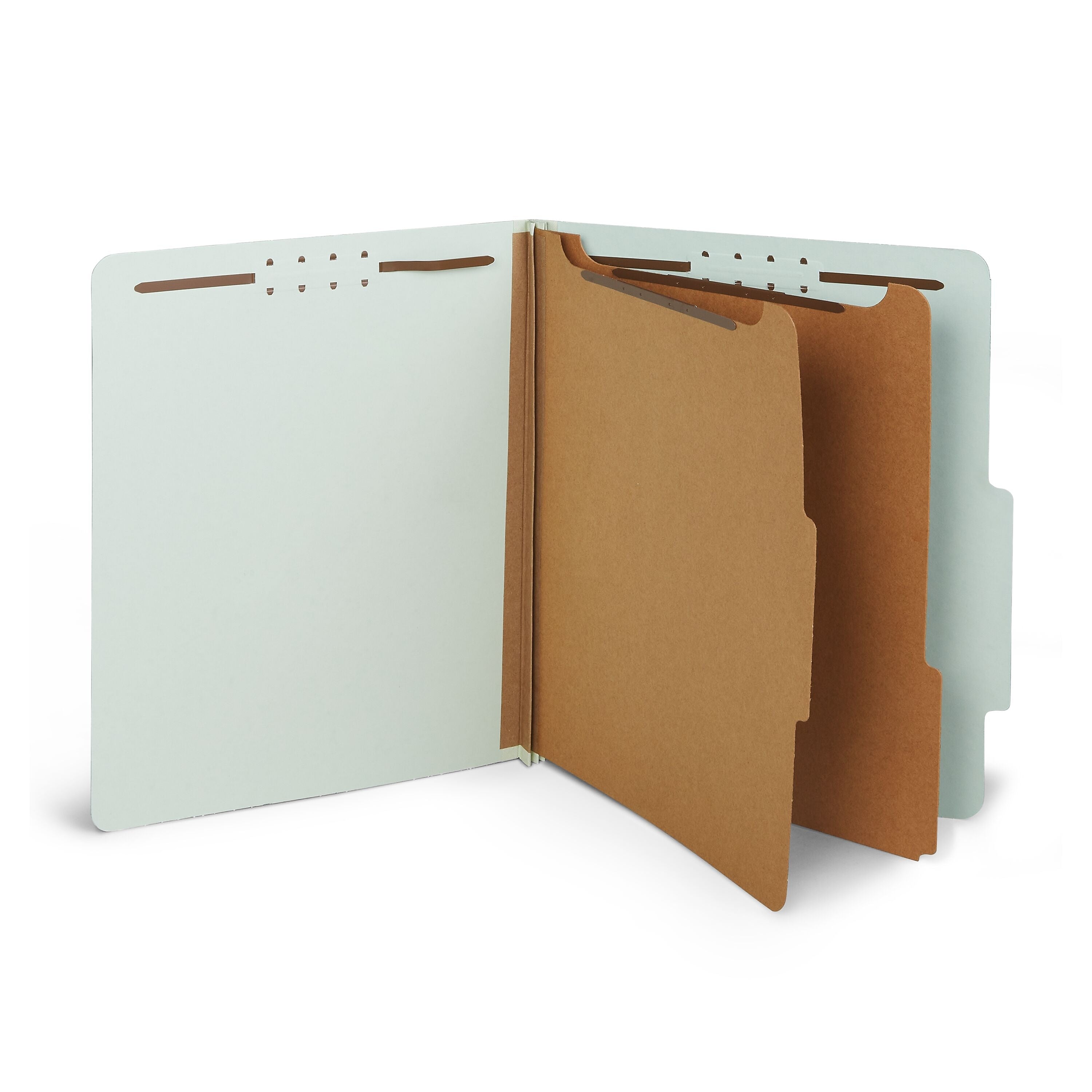 Staples 60% Recycled Pressboard Classification Folder, 2-Dividers, 2.5" Expansion, Letter Size, Light Gray/Green, 10/Box