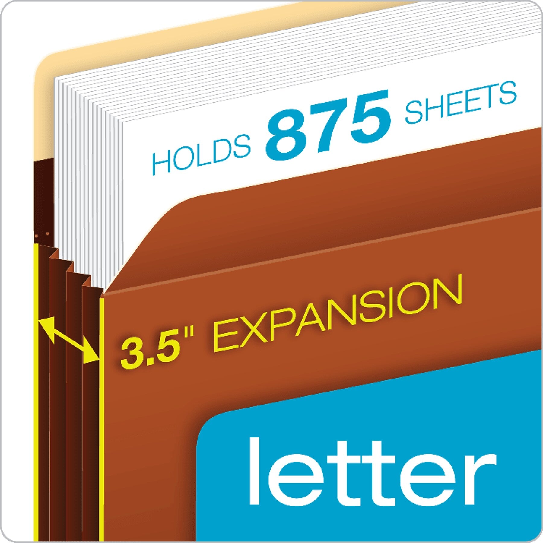 Pendaflex Heavy Duty Reinforced File Pockets, 3.5" Expansion, Letter Size, Redrope, Brown, 10/Box (C1524EHD-10)