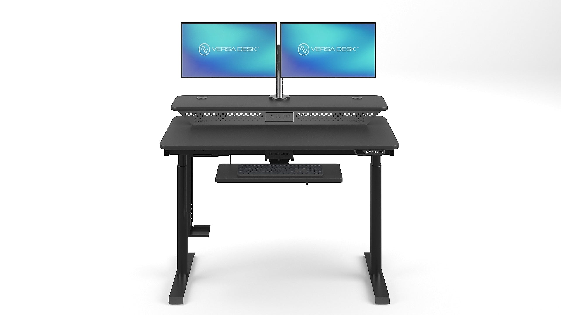 VersaDesk PowerLift Split-Level 48"W Electric Rectangular Adjustable Standing Desk, Black (PL2SD4830-BB)