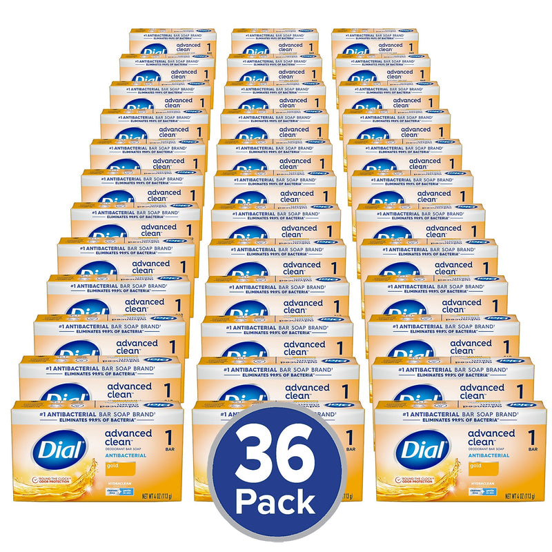 Dial Advanced Clean Antibacterial Bar Soap, Gold Scent, 36/Carton (00052336926172)