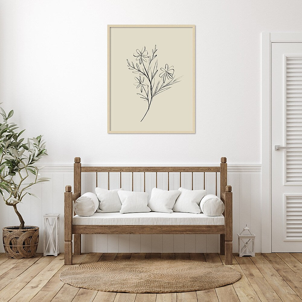 Amanti Art Line Drawn Flowers 1 by Border Bloom Wood Framed Wall Art Print, 33" x 41" (A42677449910)