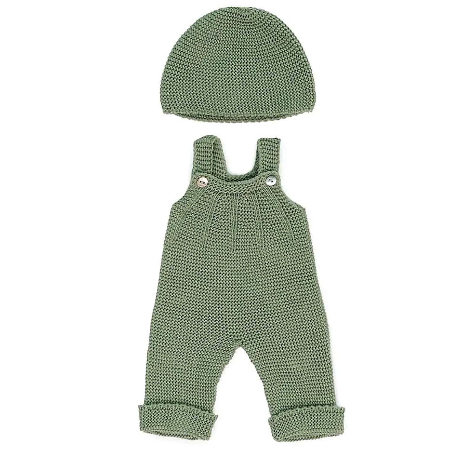 MINILAND Clothes for 15" Dolls, Knitted Outfit Overall & Beanie Hat (MLE31689)