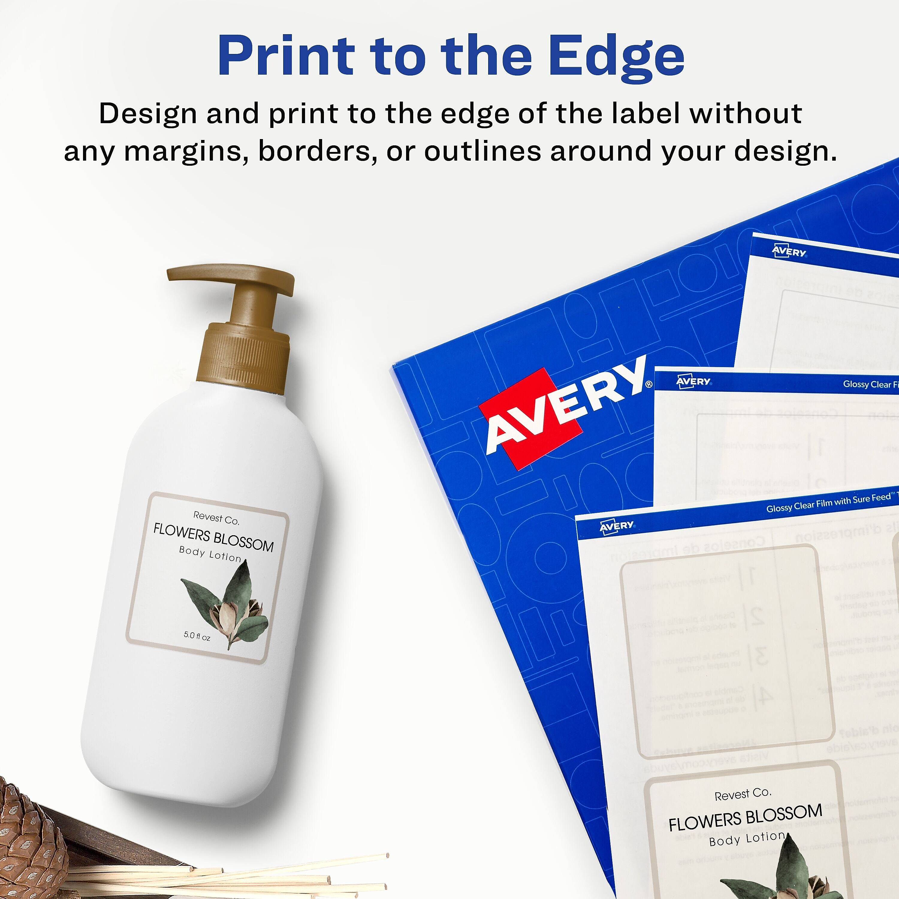 Avery Laser/Inkjet Square Glossy Labels, 2" x 2", Clear, 600 Labels/Box (94107)