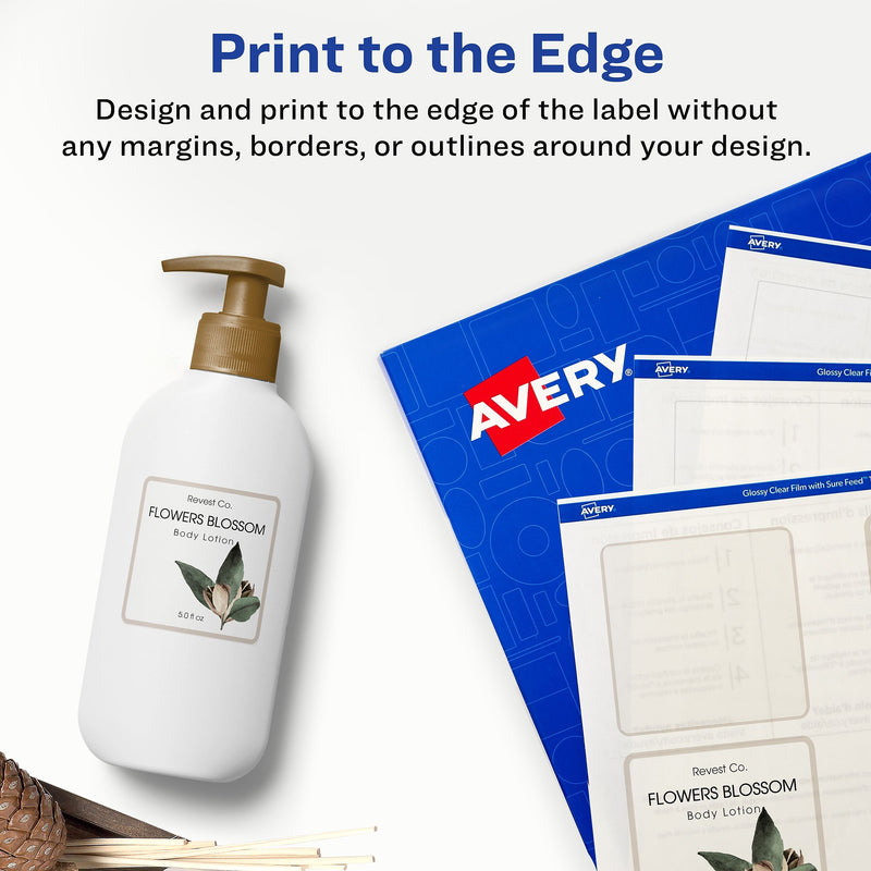 Avery Laser/Inkjet Square Glossy Labels, 2" x 2", Clear, 600 Labels/Box (94107)
