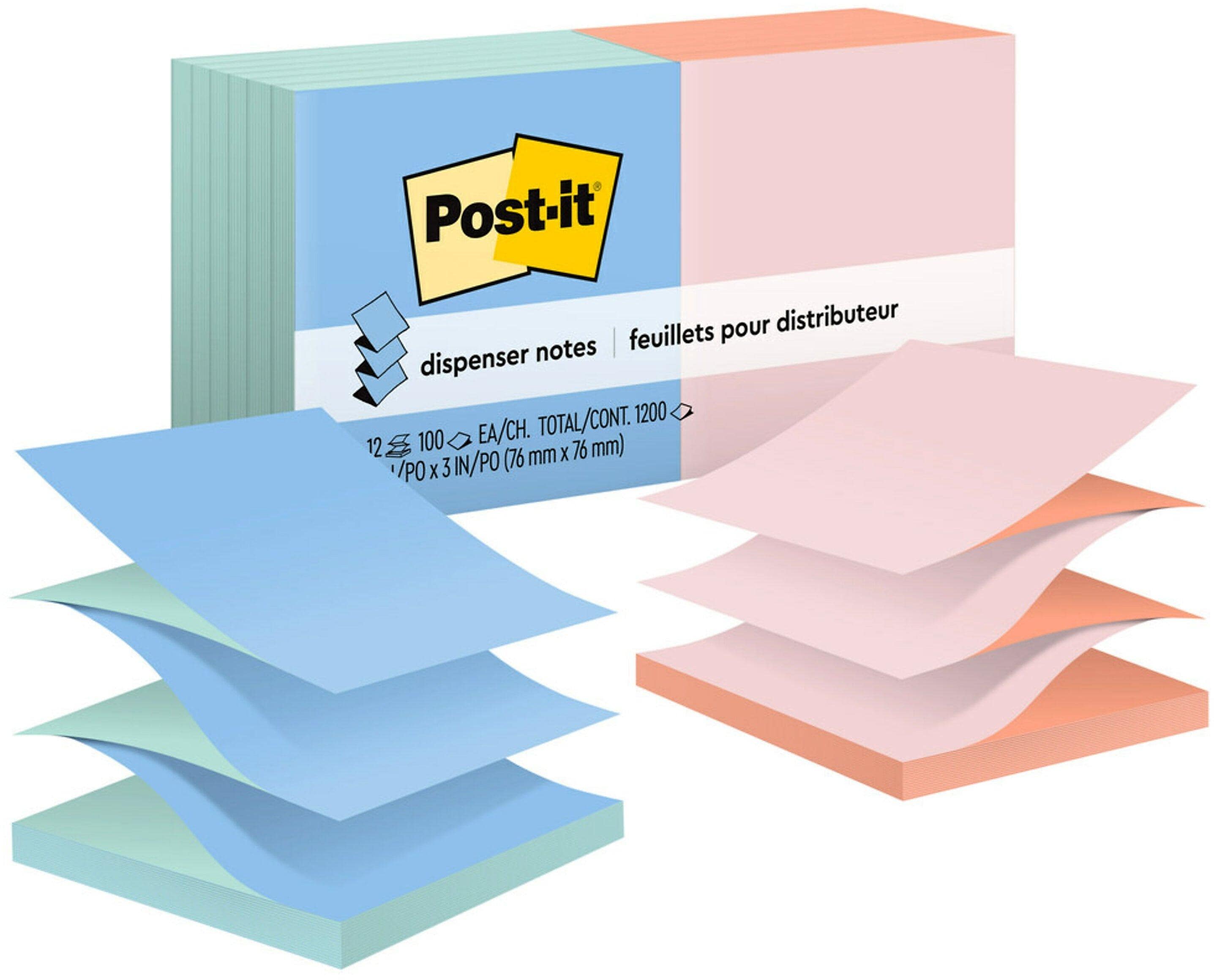 Post-it Pop-up Notes, 3" x 3", Beachside Café Collection, 90 Sheet/Pad, 12 Pads/Pack (R330UALT)