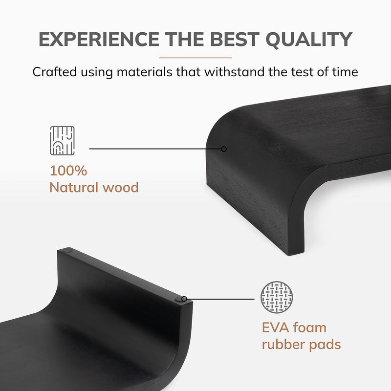 Anji Mountain Mango Wood Monitor Stand, Up to 32" Monitor, Black (MS-CRV-BLK)