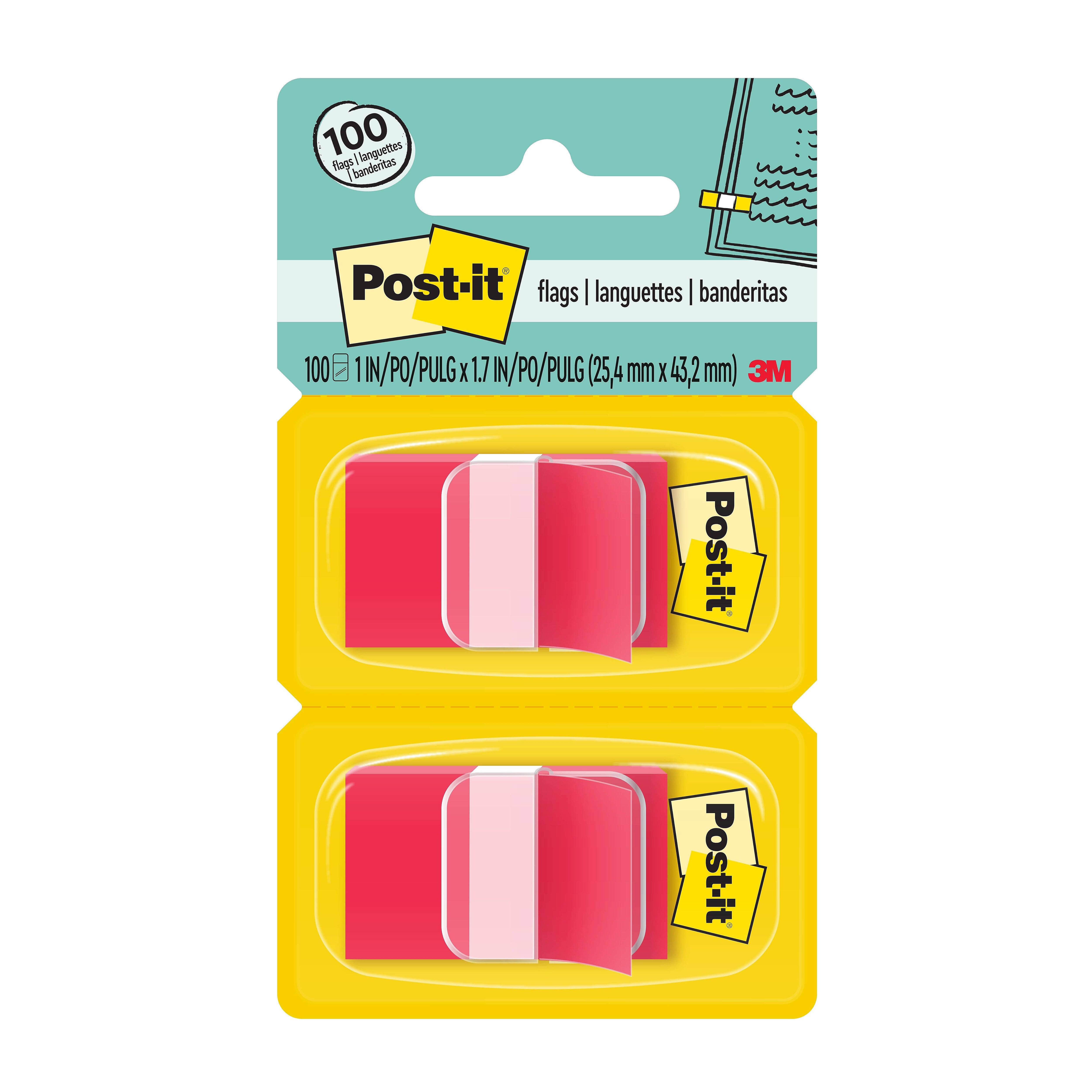 Post-it Flags, 1", Red, 100 Flags/Pack (680-RD2)