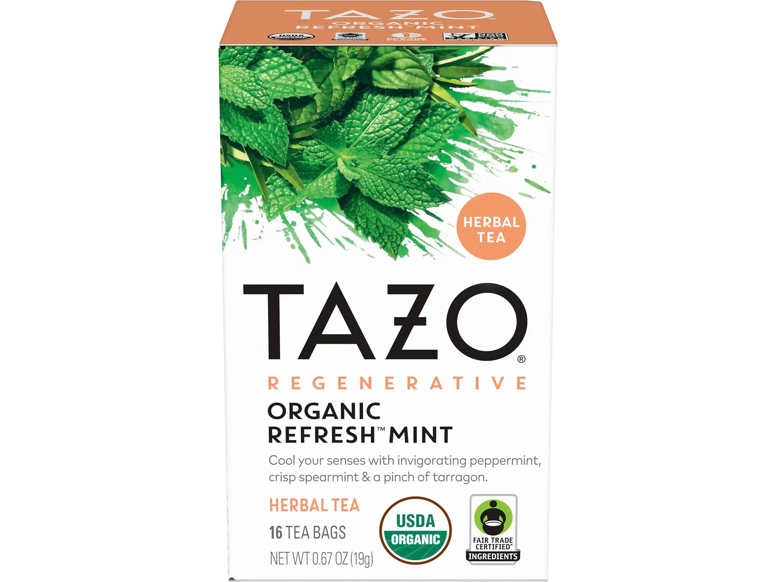 Tazo Refresh Mint Herbal Tea, Tea Bag, 0.67 Oz., 16/Box (10794522003508)