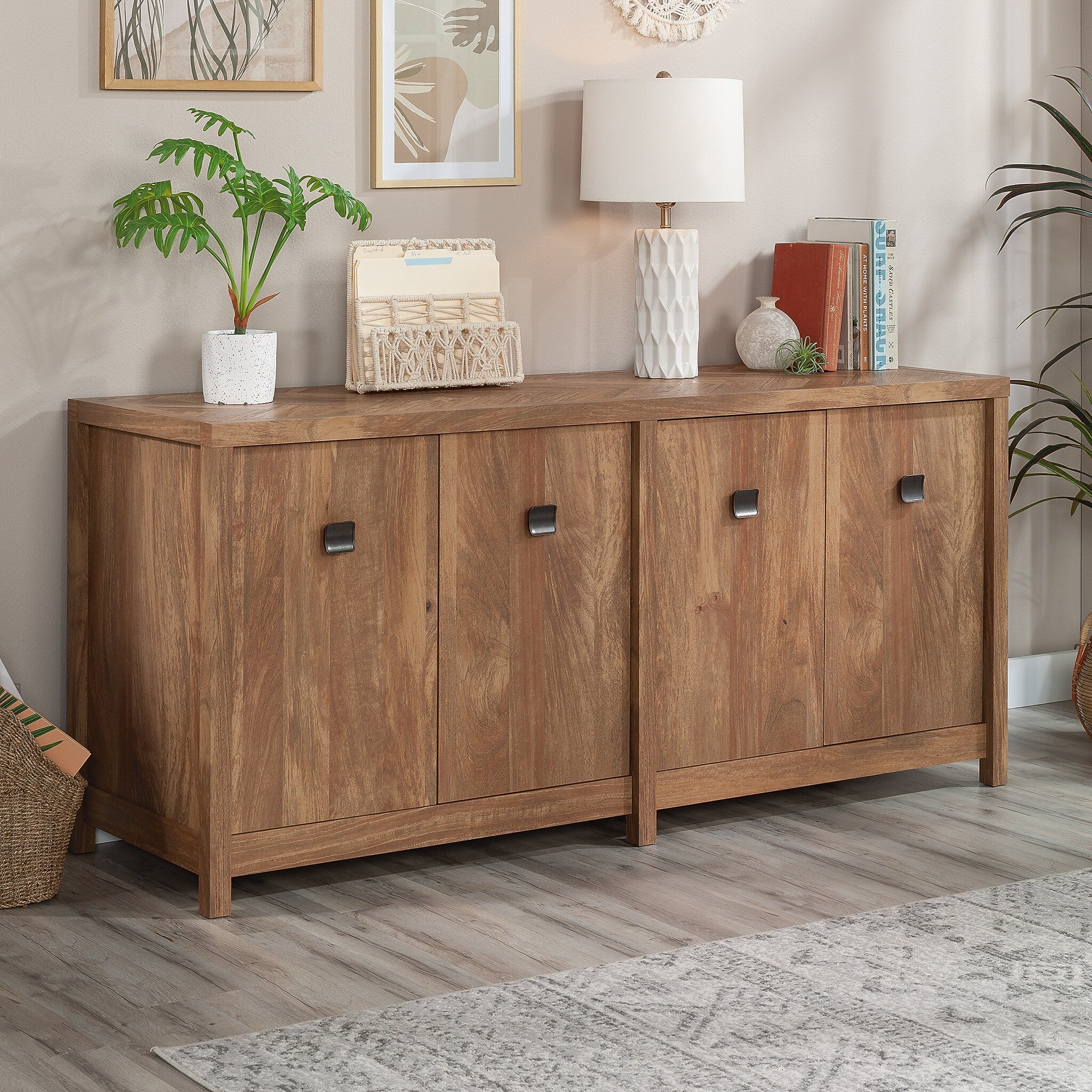 Sauder Cannery Bridge 30"H Storage Credenza with 2 Shelves, Sindoori Mango (429513)