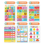 Hadley Designs 17" x 11"  Colorful Spanish Preschool Educational Posters, Laminated, 12/Set (HDDX004AH66RV)