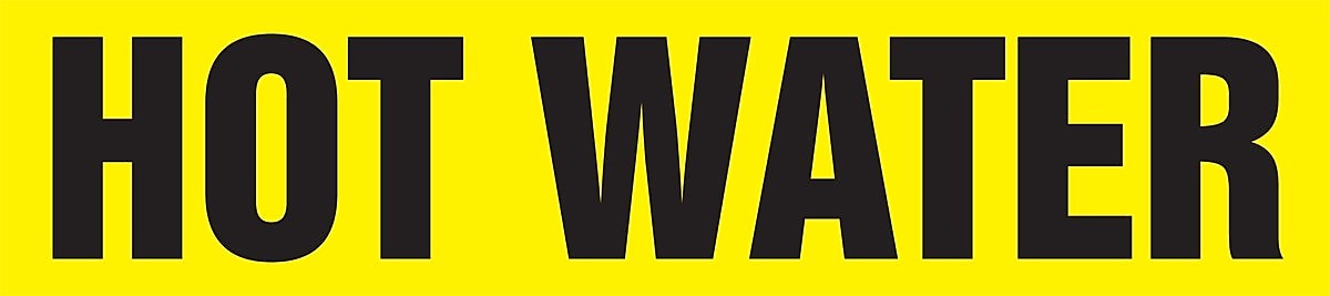 Accuform Self-Stick Pipe Marker, HOT WATER, 2-1/2" to 6", Black/Yellow (RPK423SSD)