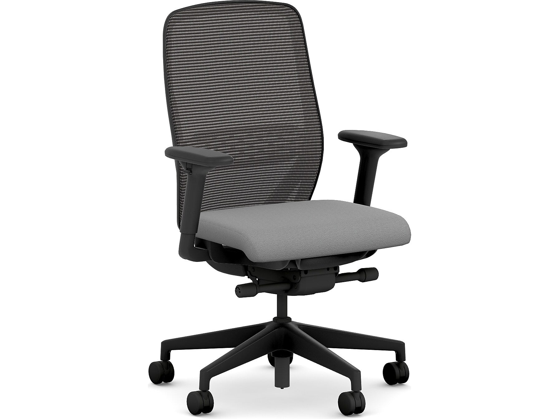 HON Nucleus Fabric/Mesh Swivel Task Chair, Frost/Black (HNR1KD.Y2.STC.A.H.IM.CU22.BL.SB.T)