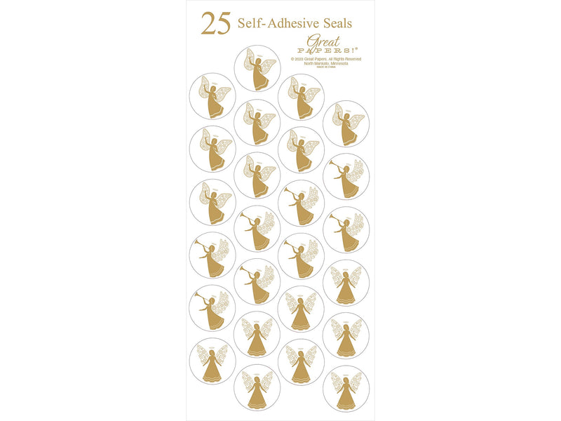 Great Papers Angelic Holiday Seal, Gold, 25/Pack (2023054)