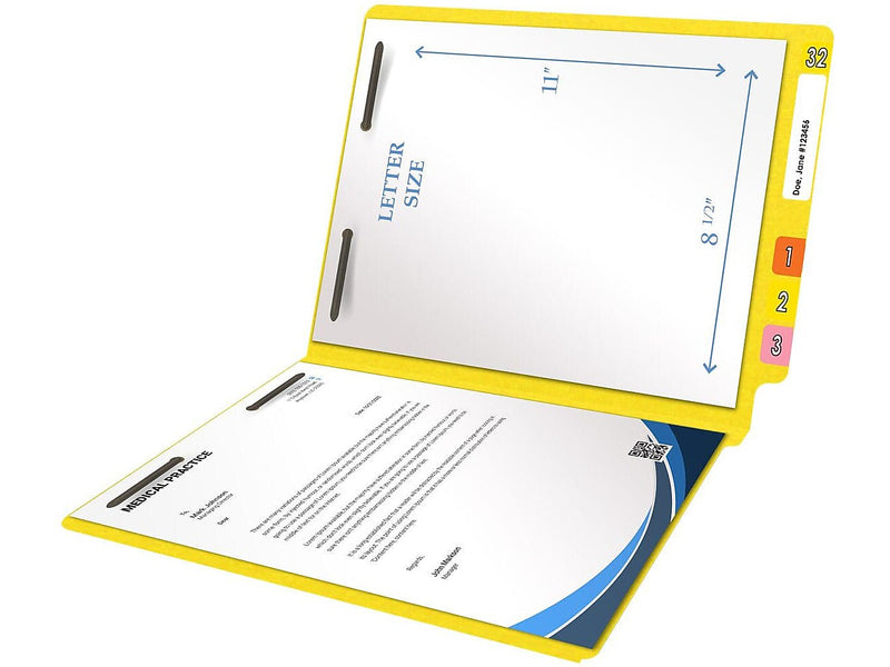Medical Arts Press Heavy-Duty End Tab File Folder, Straight Cut, Letter-Size, Yellow, 40/Box (S-09459-YLW)