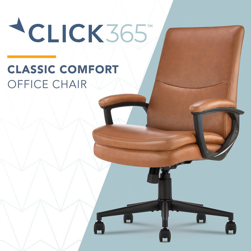 Click365 Classic Comfort Ergonomic Bonded Leather Swivel Executive Chair, Cognac (CCHR10024A)
