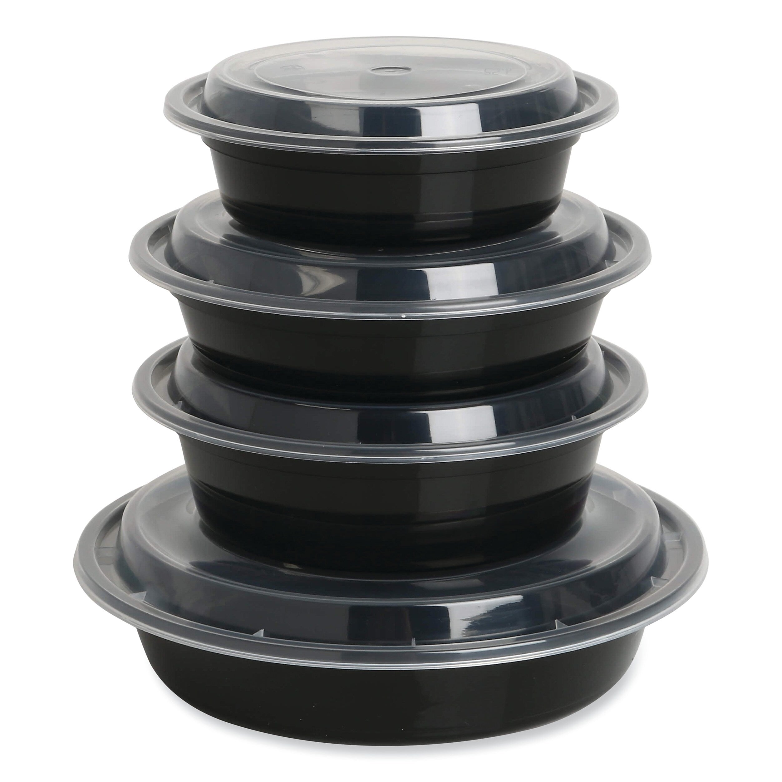 GEN Food Container with Lid, 16 oz, 6.29 x 6.29 x 1.96, Black/Clear, Plastic, 150/Carton