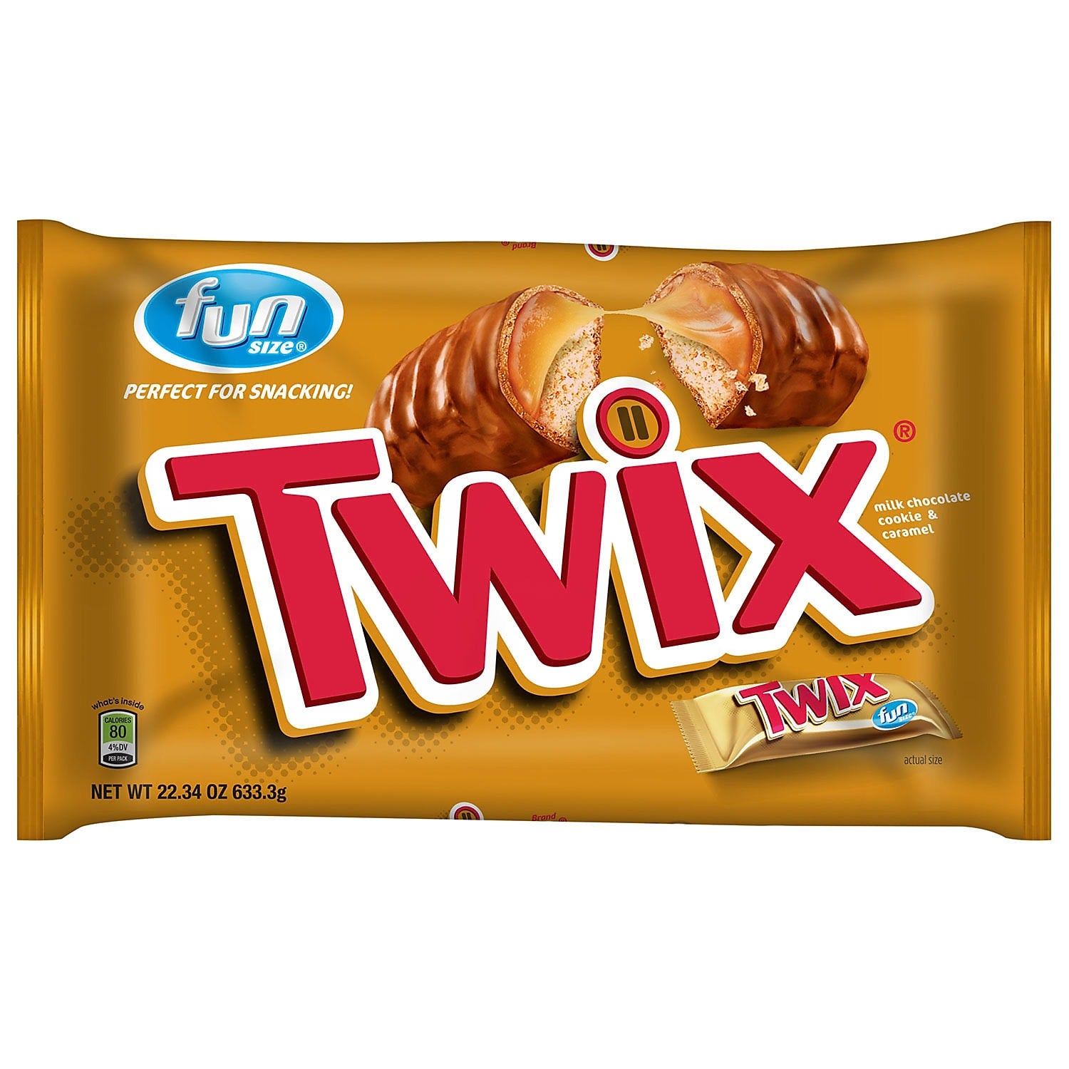Twix Caramel Fun Size Chocolate Cookie Bar Candy Bag, 22.34 oz. (209-00467)