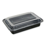 GEN Food Container with Lid, 38 oz, 8.81 x 6.02 x 2.48, Black/Clear, Plastic, 150/Carton