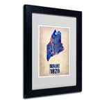 Trademark Fine Art 'Maine Watercolor Map' 11" x 14" Black Frame Art