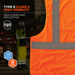 Ergodyne GloWear 8215BA High Visibility Sleeveless Safety Vest, ANSI Class R2, Orange, Large (21065)