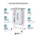AdirOffice Expandable Blueprint Mobile Plan Center Large File Hanging Storage, White (615-WHI-KIT1)
