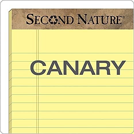 TOPS Second Nature Notepads, 8.5" x 11.75", Wide, Canary, 50 Sheets/Pad, 12 Pads/Pack (74890)