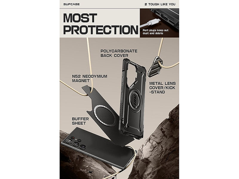 SUPCASE Unicorn Beetle MAG XT MagSafe Samsung Galaxy S24 Ultra, Shock Absorbing, Black (GXYS24U5GMXTBK)