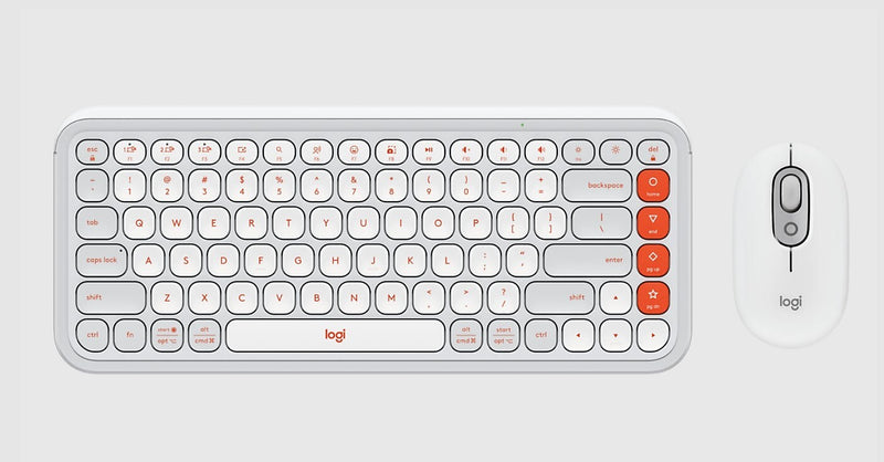 Logitech POP Icon Wireless Keyboard and Optical Mouse Combo, Orange and Off-White (920-013104)