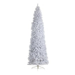 Nearly Natural 10-ft Slim White Artificial Christmas Tree with 800 Warm White LED Lights and 2420 Bendable Branches (T3364)