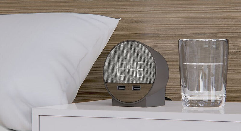 NonStop Station O Modern Alarm Clock, CharcoalWeave (NSO2-WFD)