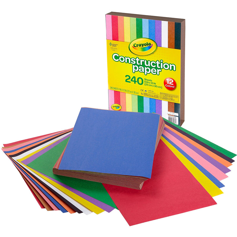 Crayola 9" x 12" Construction Paper, Assorted Colors, 240 Sheets/Pack, 3 Packs/Bundle (BIN993200-3)